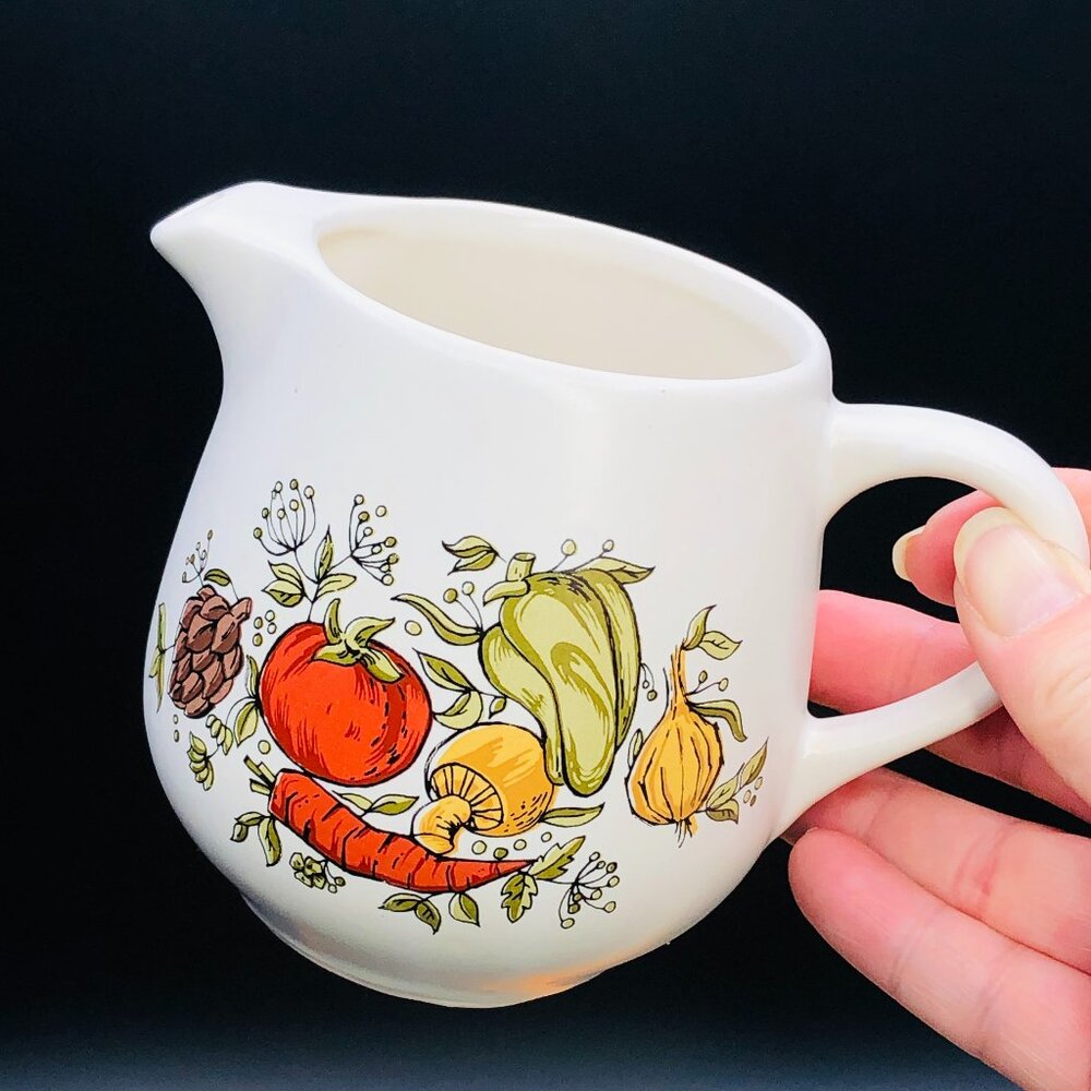 Vintage 70s McCoy USA Pottery Spice Delight Creamer, Spice of Life Vegetables